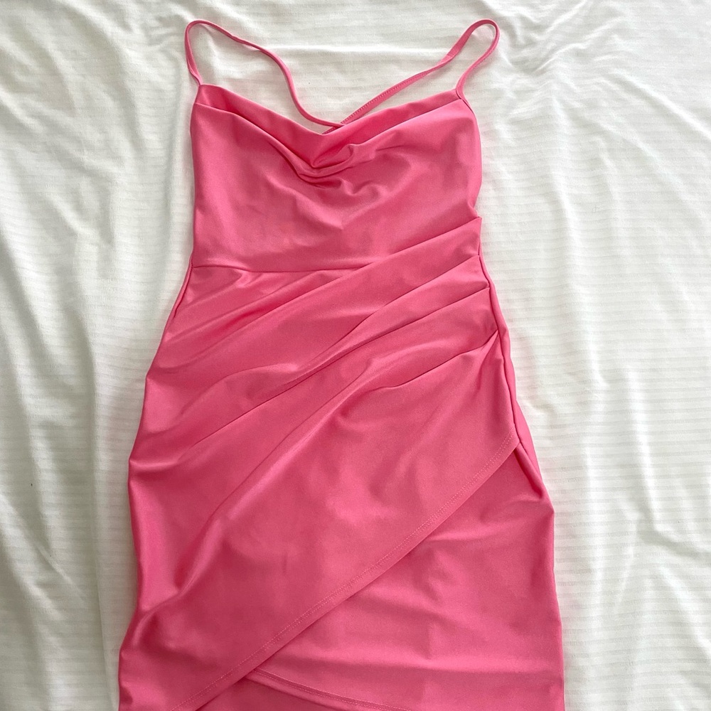 New Draped Satin Mini Dress